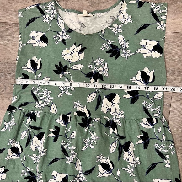 Vintage Women XL Studio B Green and Black Sleeveless Floral Flower Flow Dress - Picture 5 of 8